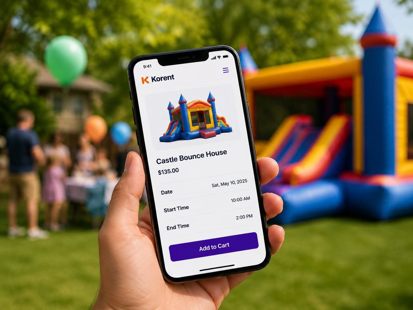 A customer booking and paying for a rental on their phone