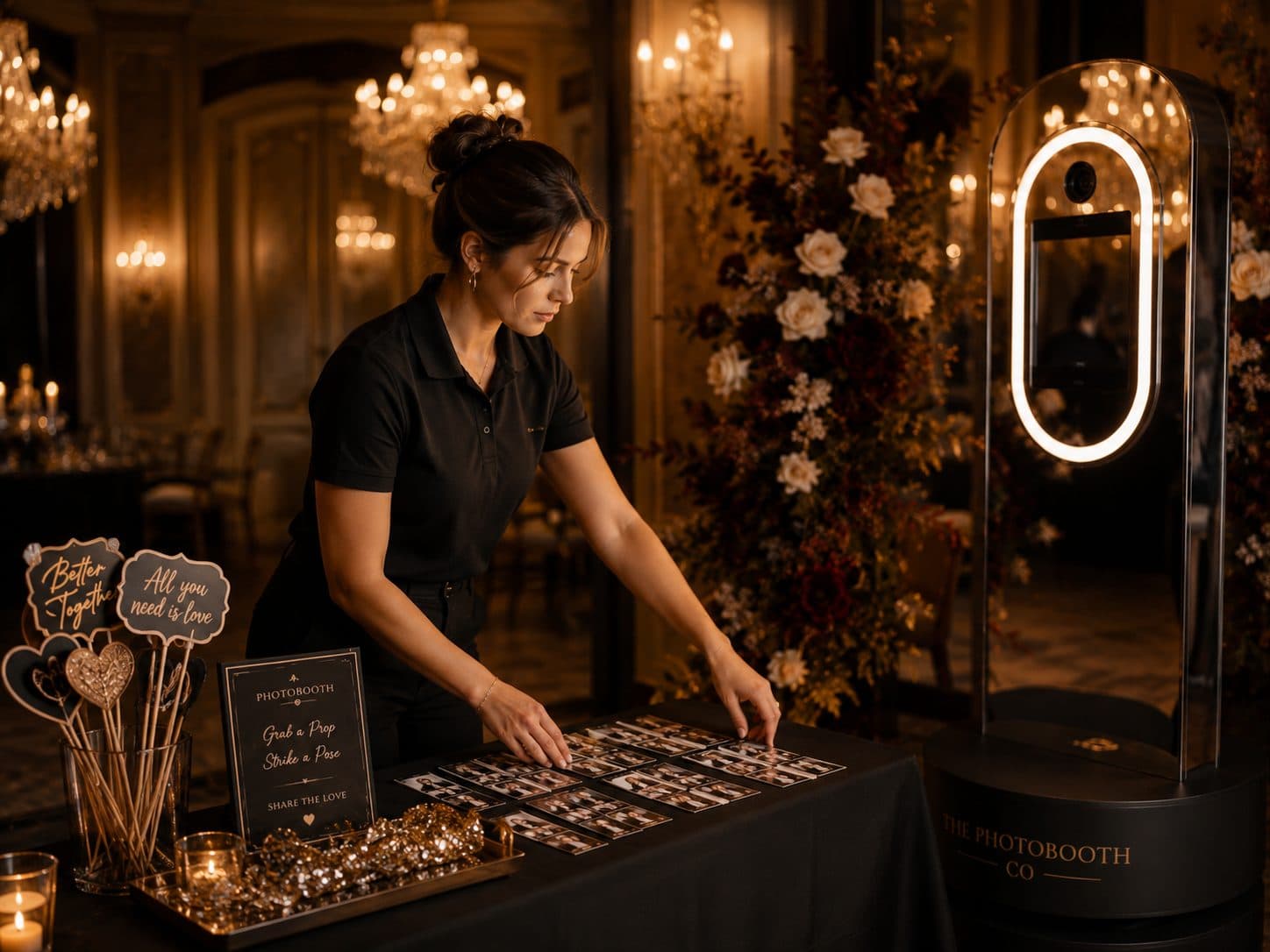 Crew preparing photo booths rentals for delivery